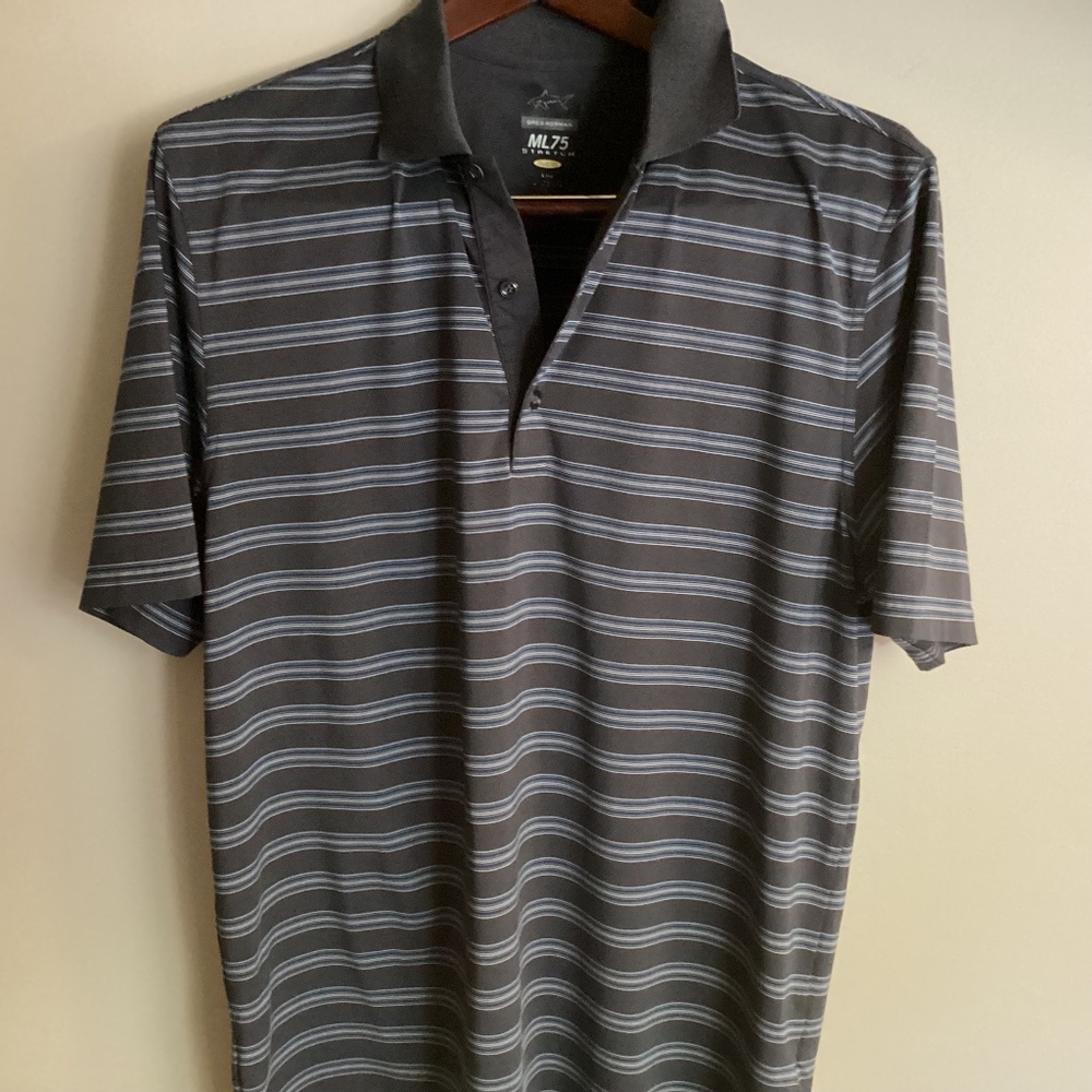 Greg Norman Polo Gray Striped Size Large